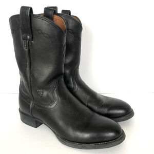 ARIAT‎ Heritage Roper Cowboy Boots Men's Sz 8.5D Black Leather Western 35501 EUC